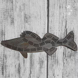 Walleye Cribbage Board – Fisherman Gift | Cabin Game Decor | Gift for Dad