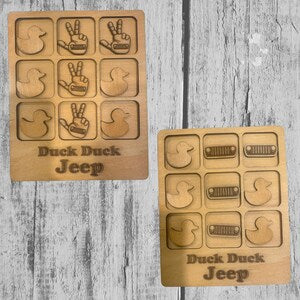 Duck Duck Jeep Game Board – Wooden Tic Tac Toe for Jeep Owners (Laser Engraved)