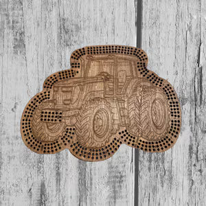 Wooden Tractor Cribbage Board – Laser Engraved Farm Game, Dad Grandpa Gift