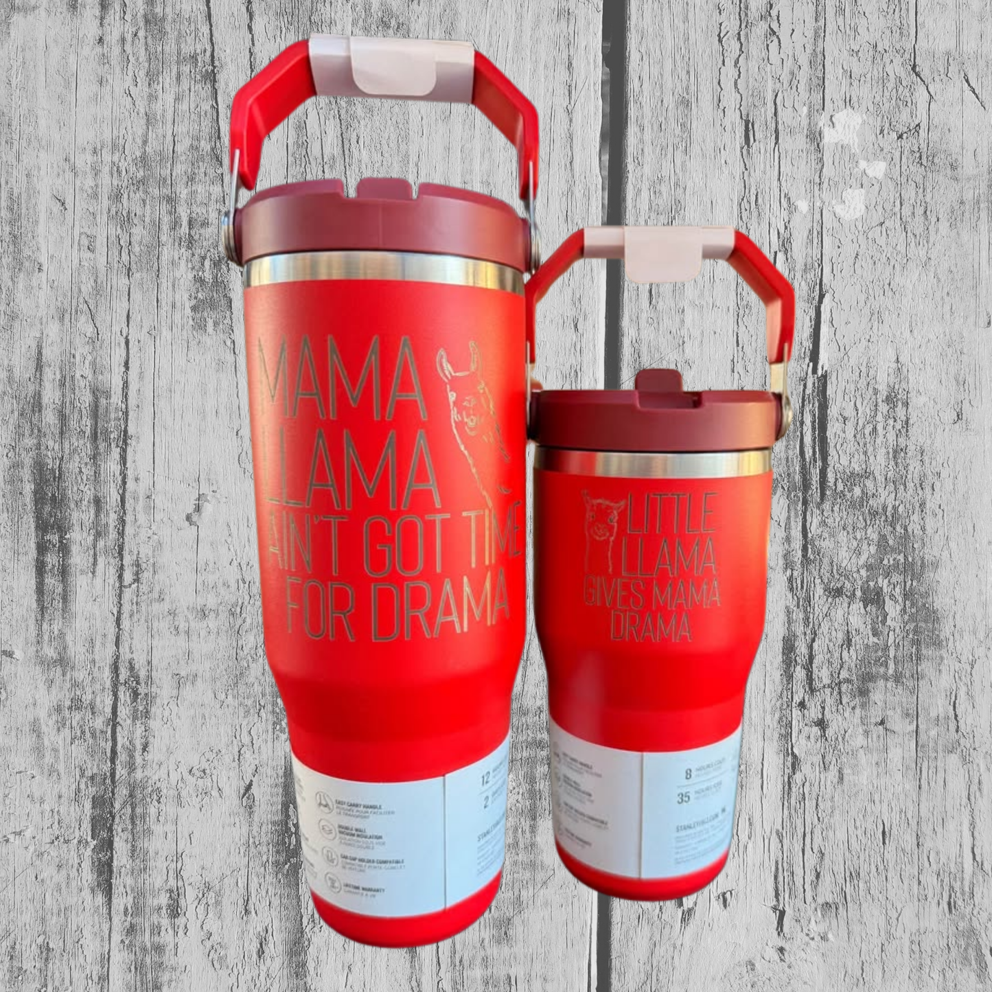 Mama Llama & Little Llama Engraved Stanley Tumbler Set