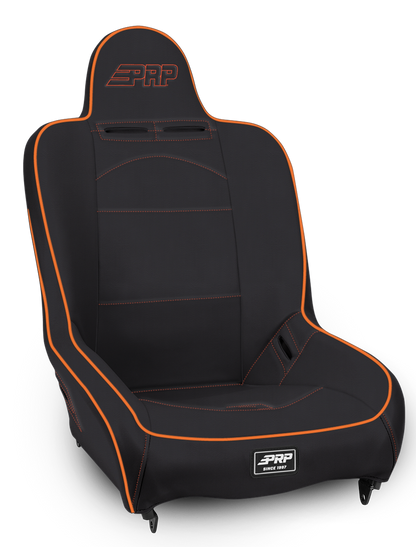 Premier High Back Suspension Seat Black and Orange Vinyl PRP Seats