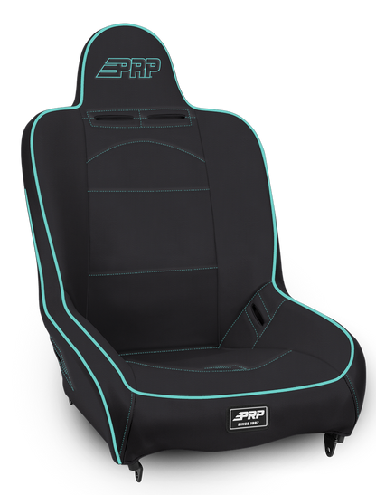 Premier High Back Suspension Seat Black and Teal Vinyl PRP Seats