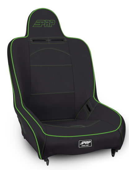 Premier High Back Suspension Seat Black and Green Vinyl PRP Seats