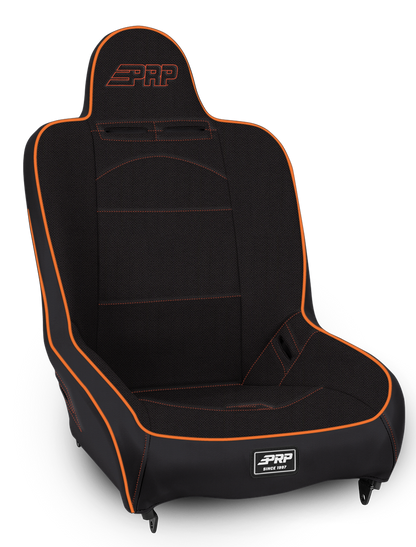Premier High Back Suspension Seat Black and Orange Tweed PRP Seats