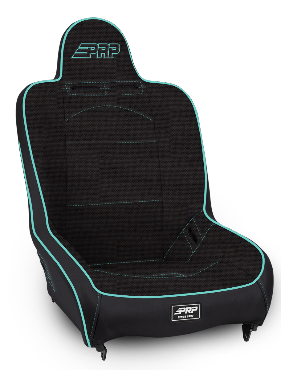 Premier High Back Suspension Seat Black and Teal Tweed PRP Seats