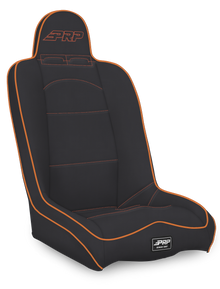 Daily Driver High Back Suspension Seat Black and Orange Vinyl PRP Seats