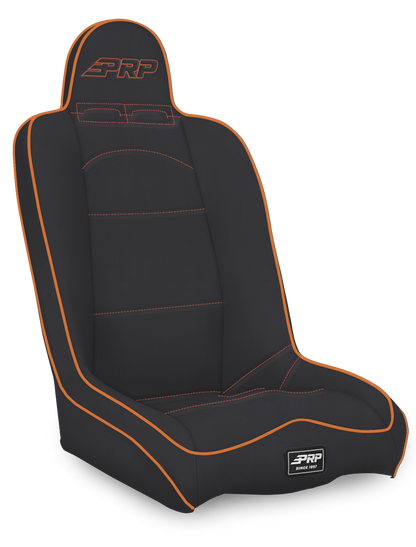 Daily Driver High Back Suspension Seat Black and Orange Vinyl PRP Seats