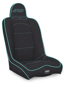 Daily Driver High Back Suspension Seat Black and Teal Vinyl PRP Seats