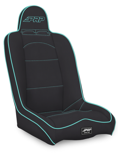 Daily Driver High Back Suspension Seat Black and Teal Vinyl PRP Seats