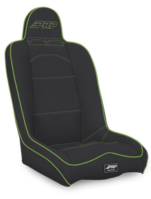Daily Driver High Back Suspension Seat Black and Green Vinyl PRP Seats
