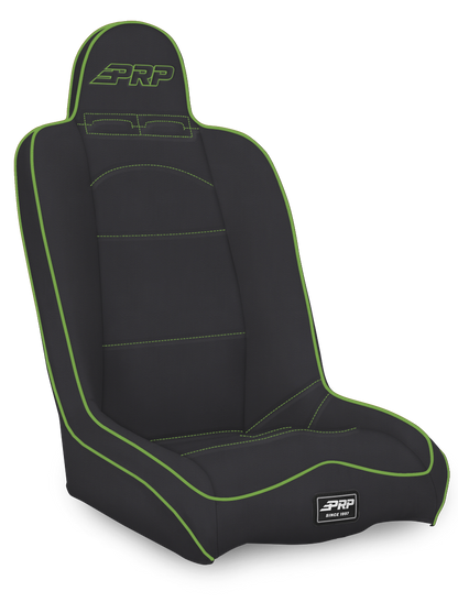 Daily Driver High Back Suspension Seat Black and Green Vinyl PRP Seats