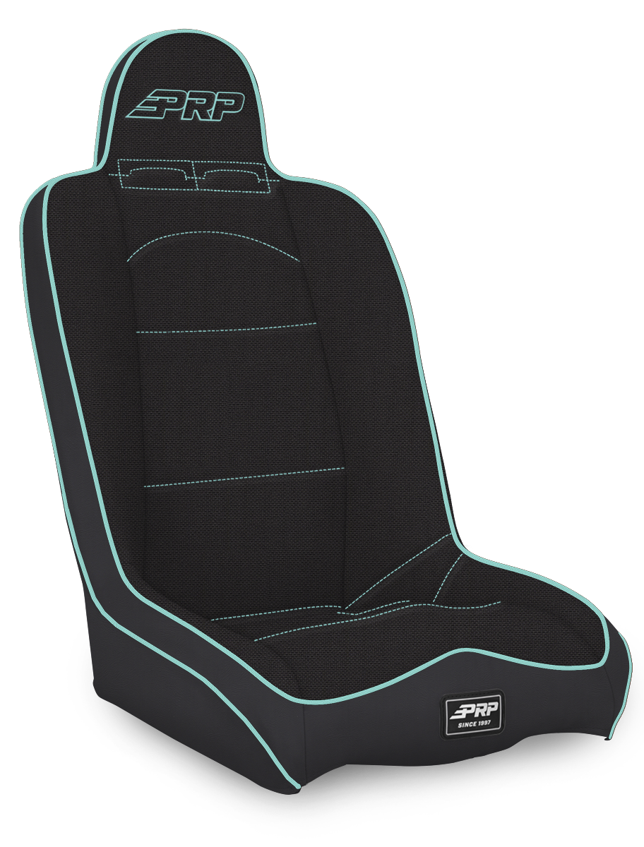 Daily Driver High Back Suspension Seat Black and Teal Tweed PRP Seats