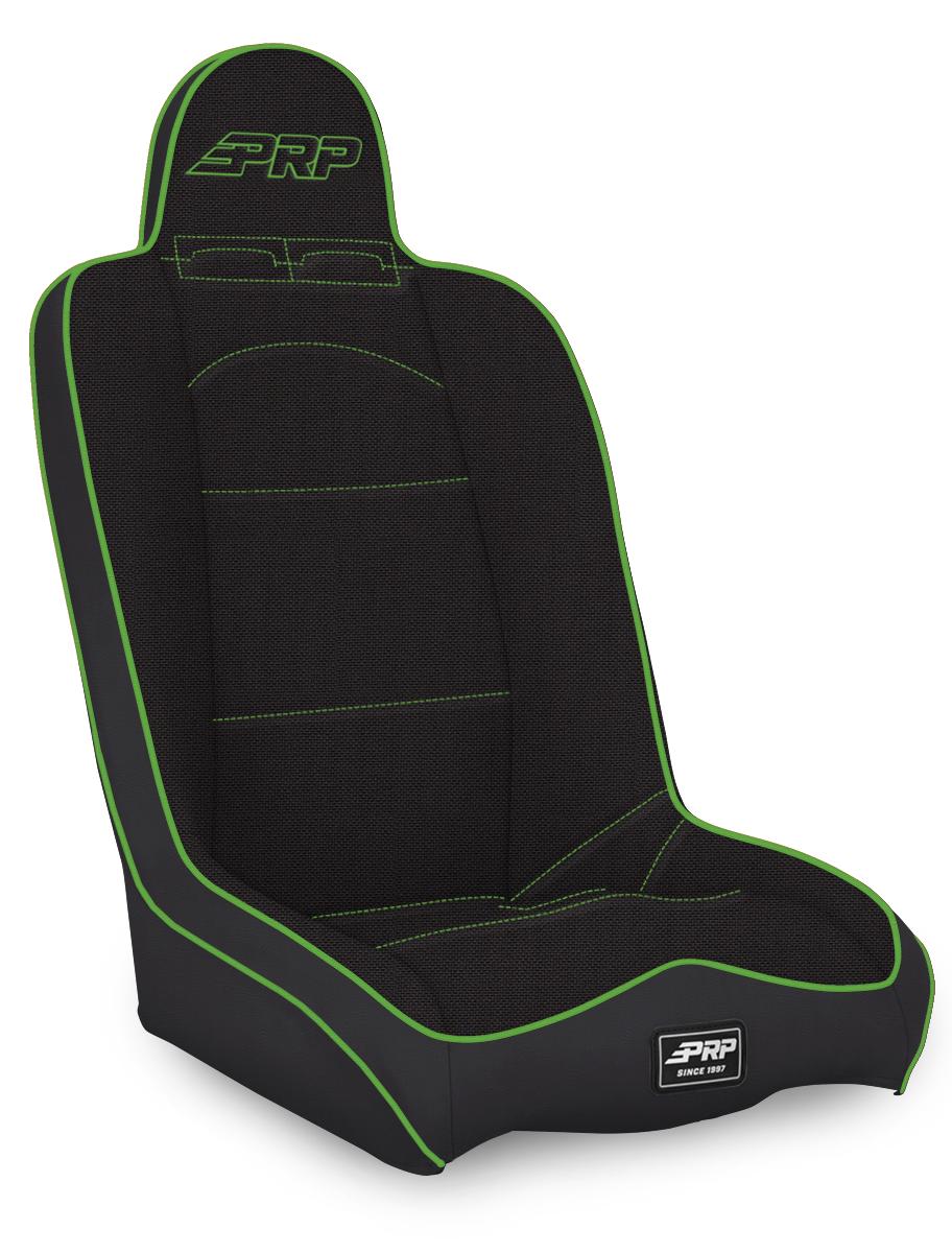 Daily Driver High Back Suspension Seat Black and Green Tweed PRP Seats