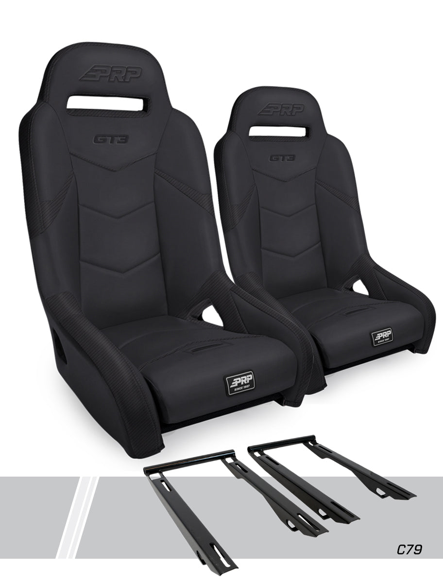 GT3 Suspension Seats Kit for Polaris RZR PRO XP PRO R Turbo R Pair Black PRP Seats