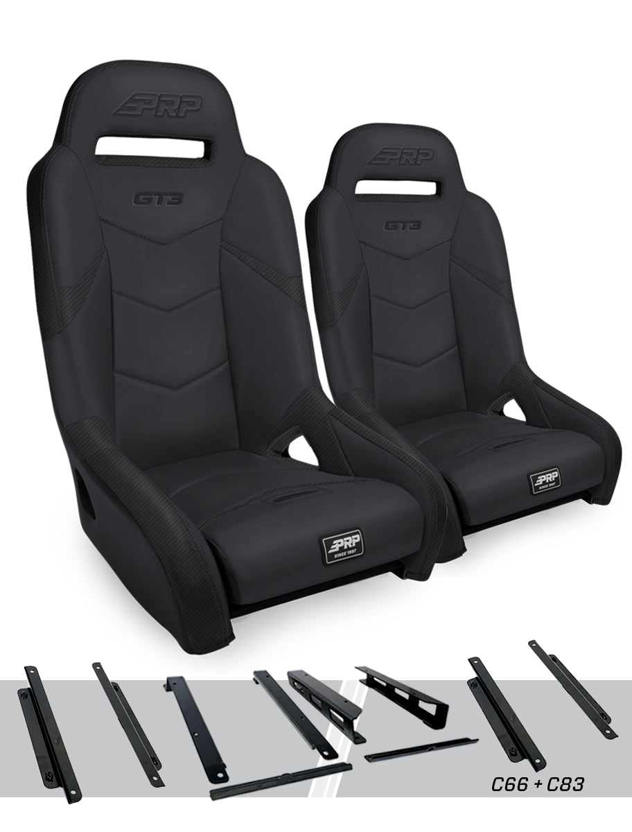 GT3 Suspension Seats Mount & Slider Kit for Can-Am Maverick X3 & Maverick R Pair Black PRP Seats