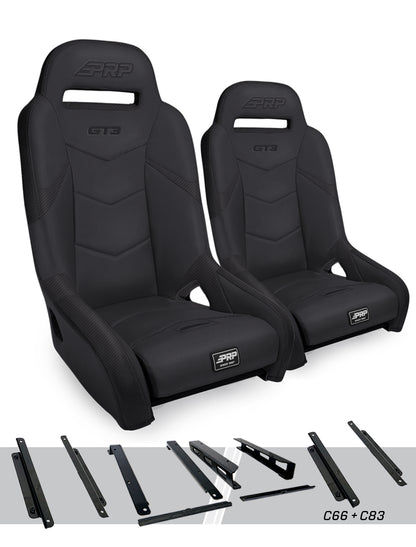 GT3 Suspension Seats Mount & Slider Kit for Can-Am Maverick X3 & Maverick R Pair Black PRP Seats