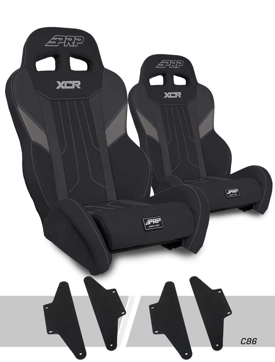XCR Suspension Seats Kit for Can-Am Maverick X3 Pair Black & Gray PRP Seats