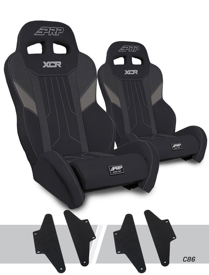 XCR Suspension Seats Kit for Can-Am Maverick X3 Pair Black & Gray PRP Seats