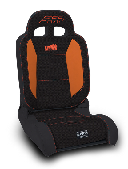 EnduroDaily Reclining Suspension Seat Black and Orange Vinyl Driver PRP Seats