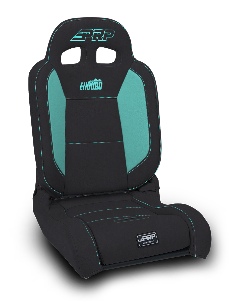 EnduroDaily Reclining Suspension Seat Black and Teal Vinyl Driver PRP Seats