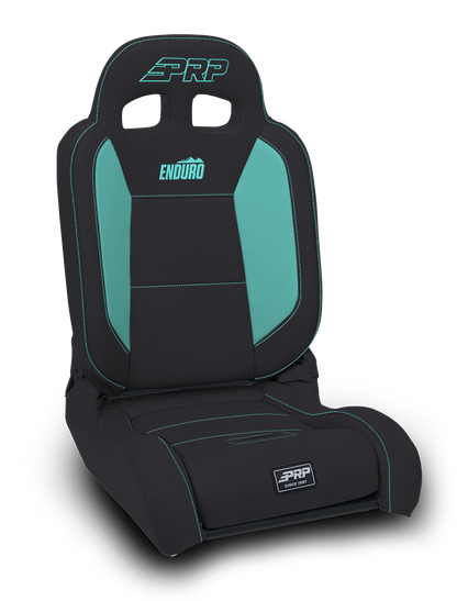 EnduroDaily Reclining Suspension Seat Black and Teal Vinyl Driver PRP Seats