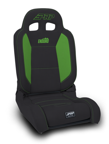 EnduroDaily Reclining Suspension Seat Black and Green Vinyl Driver PRP Seats