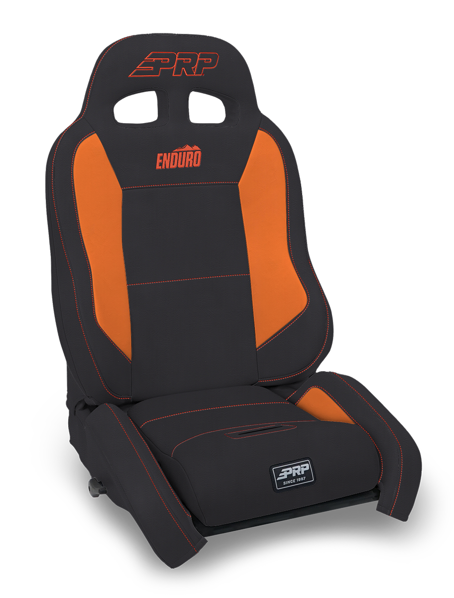 EnduroCrawl Reclining Suspension Seat Black and Orange Vinyl Driver PRP Seats