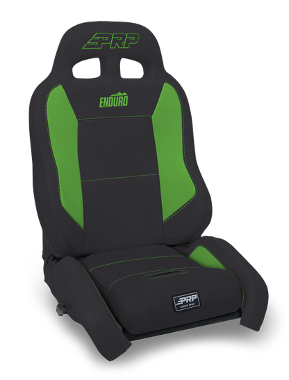 EnduroCrawl Reclining Suspension Seat Black and Green Vinyl Driver PRP Seats