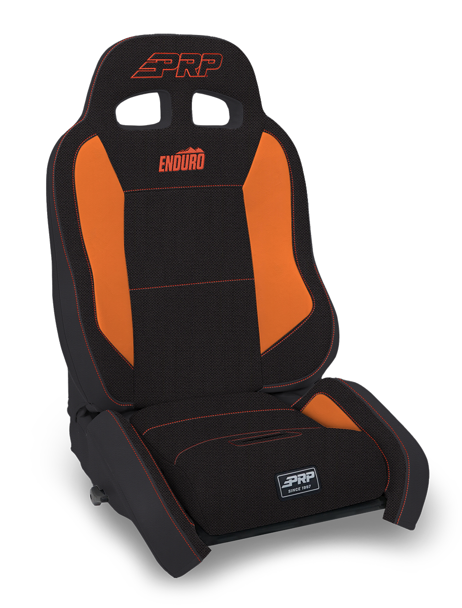 EnduroCrawl Reclining Suspension Seat Black and Orange Tweed Driver PRP Seats