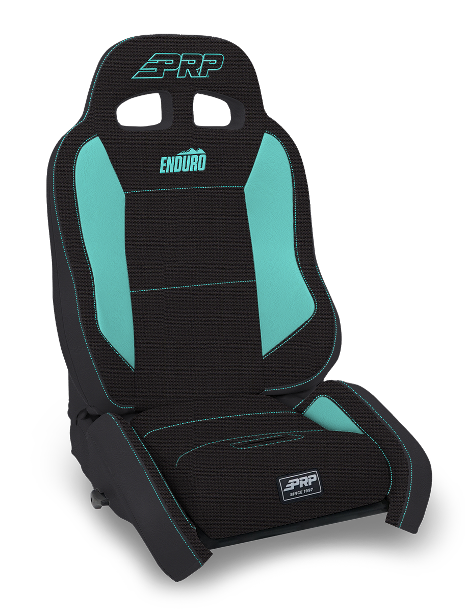 EnduroCrawl Reclining Suspension Seat Black and Teal Tweed Driver PRP Seats