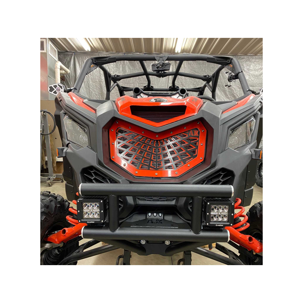 Can-Am X3 Front Bumper  AJK Offroad Smooth Black Outside Cube 