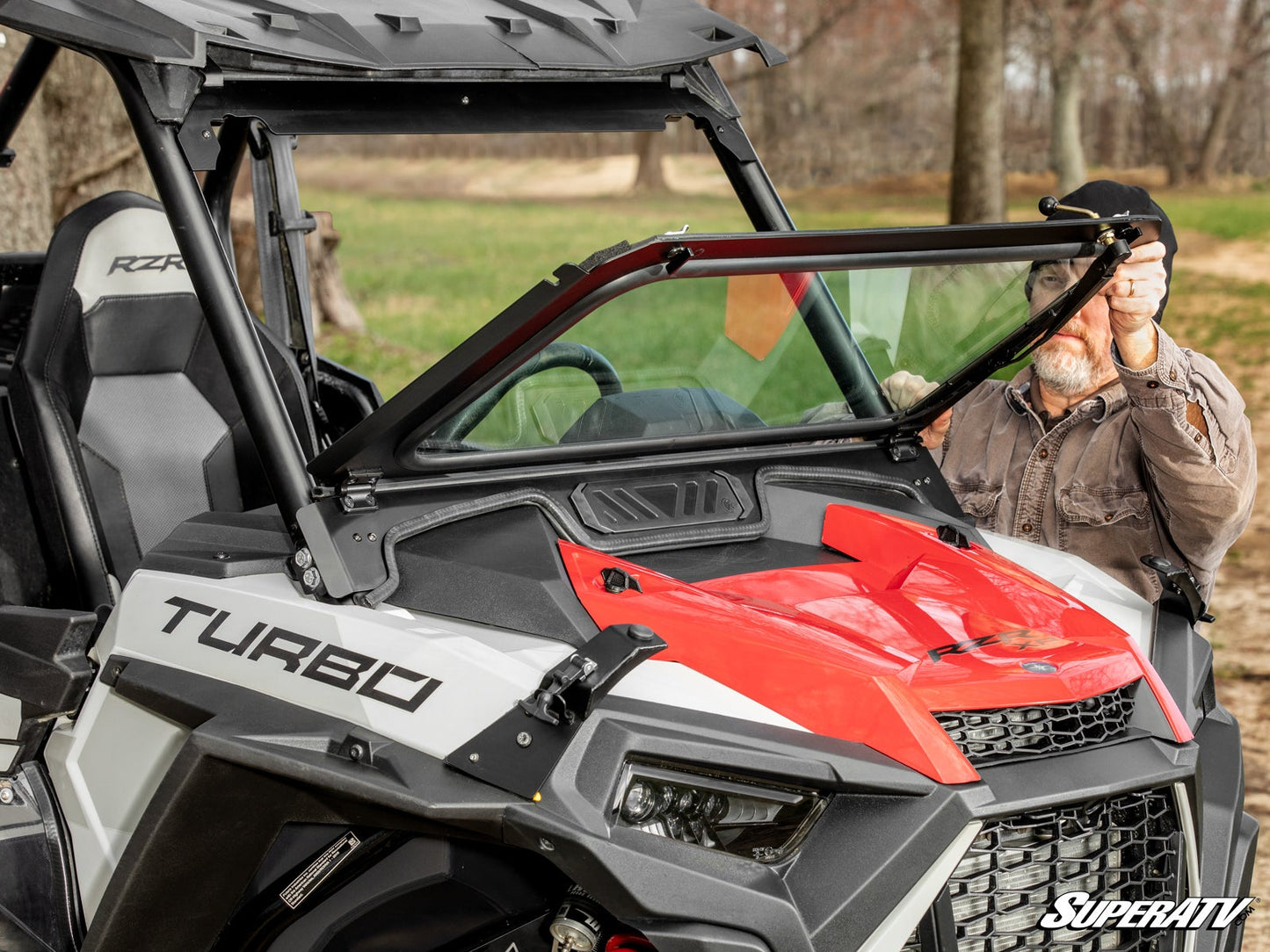 Polaris RZR XP Turbo Flip Down Glass Windshield