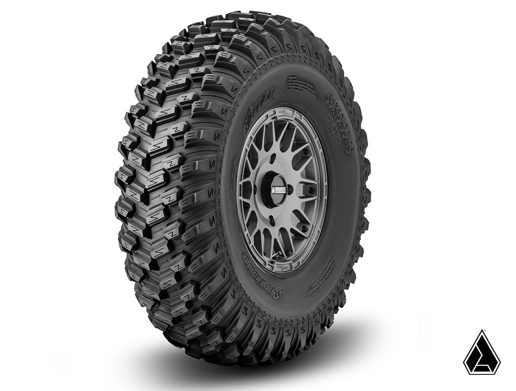 Standard XT Warrior Tires 35x10x15 on 15x10 Assault Industries Hellfire Matte Titanium 4/156 Pattern