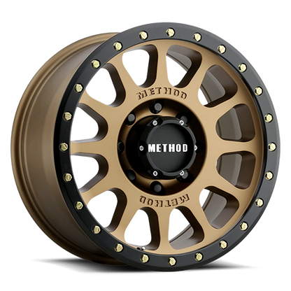 Aluminum Wheels 18x9 NV HD MR305 Bolt Pattern 8 On 165.1 Offset 18 Lip Size 1.38 Method Bronze BRZ Black Street Loc Method