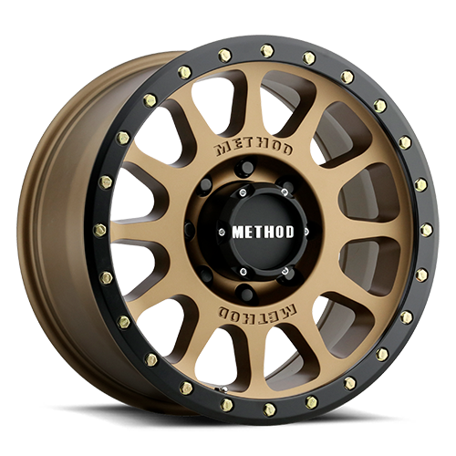 Aluminum Wheels 18x9 NV HD MR305 Bolt Pattern 8 On 170 Offset 18 Lip Size 1.38 Method Bronze BRZ Black Street Loc Method