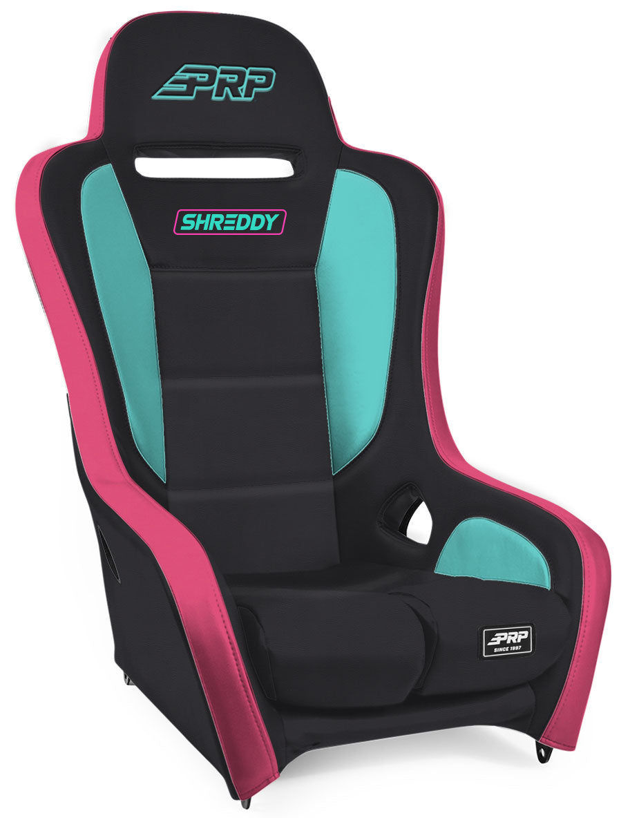 Shreddy Podium Suspension Seat Black Pink and Teal PRP Seats