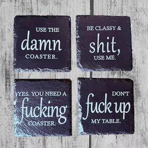 Engraved Slate Coaster Set – Sarcastic Bar Decor, Jeep Owner Gift