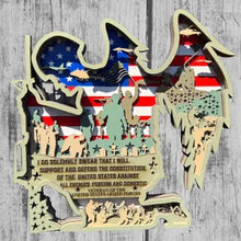 Layered Wood Military Oath Wall Art – Veteran Tribute, Patriotic Armed Forces Decor